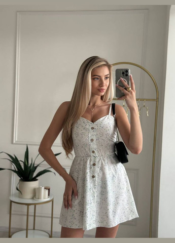 Білий повсякденний, кежуал, джинсова сукня жіноча Україна з квітковим принтом