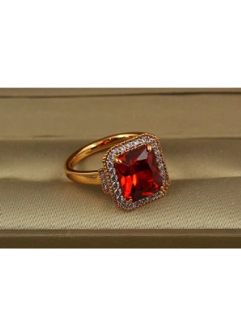 Кольцо авангард с красным камнем р 17 золотистое love-shopping Xuping Jewelry (387402056)