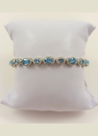 Серебряный браслет с топазом "Swiss Blue", регулируемая застежка-слайдер Б025-ст Shatlen Браслет (328082593)