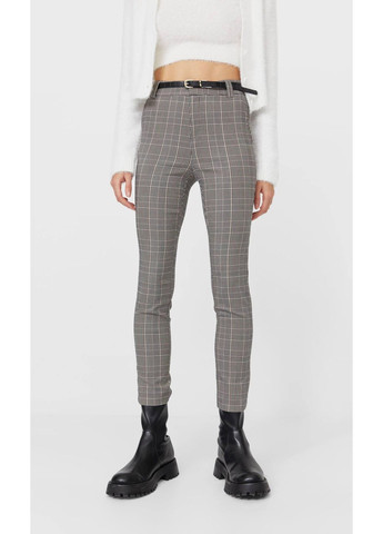 Брюки демісезон,сірий-білий в клітку, Stradivarius (257522870)