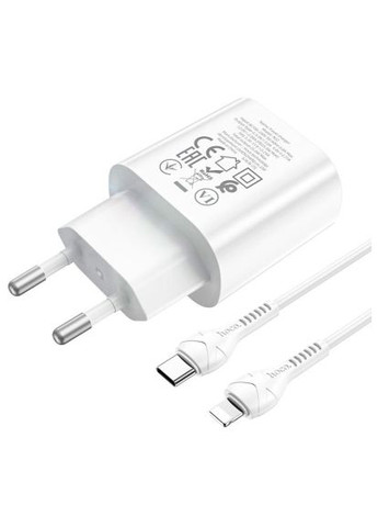Зарядний пристрій N22 Jetta USB-C PD25W + cable USB-C to Lightning White (6931474760074) Hoco N22 Jetta USB-C PD25W + cable USB-C to Lightning W (370017820)