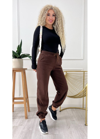 Женские флисовые штаны свободного кроя коричневого цвета 34990 No Brand (362461462)
