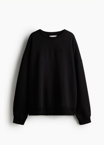 Чорний світшот на флісі H&M однотонний (317635092)