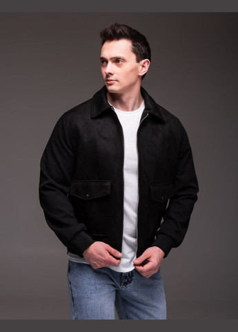 Чорна демісезонна замшева вкорочена куртка Vakko