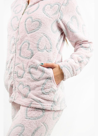 Рожева всесезон теплий домашній жіночий костюм з капюшоном сердечки (кофта+штани) кофта + брюки Україна