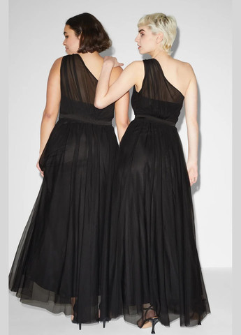 Черное кэжуал вечернее платье макси C&A однотонное