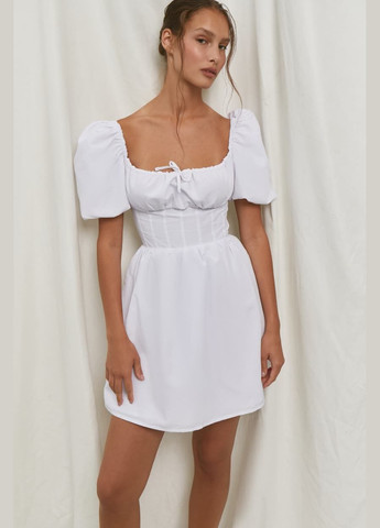 Белое платье мини с корсетом 630 Papaya