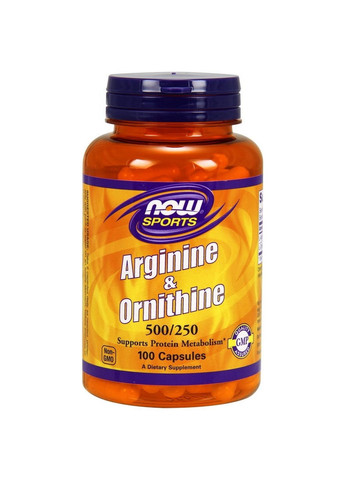 Аминокислота Sports Arginine and Ornithine, 100 капсул Now (293340678)