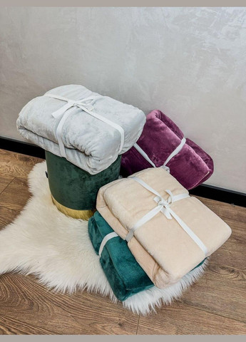 Плед мікрофібра велсофт однотонний двоспальний 180х200 (М-lel-002-02) No Brand (306633565)