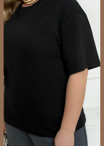 Чорна літня базова котонова футболка з коротким рукавом No Brand