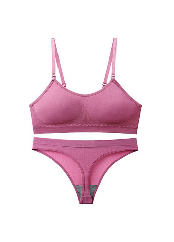 Фіолетовий демісезонний комплект білизни жіночий топ бюстгальтер труси стрінги honey fashion accessories s/m чорний (2-184) No Brand