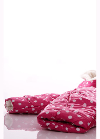 Комбінезон для дівчинки Трансформер на хутрі з принтом Горошок малиновий 86 см (35455) BABYKROHA (297200043)