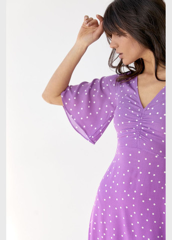 Фиолетовое платье-миди с короткими расклешенными рукавами Lurex