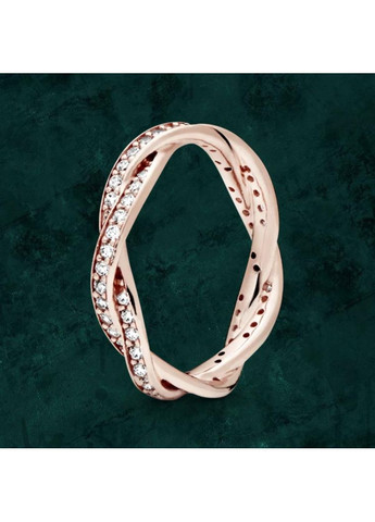 Серебряное кольцо сияющее переплетенное Pandora (Пандора) 180892CZ с покрытием 14к золотом 15 No Brand (362457572)