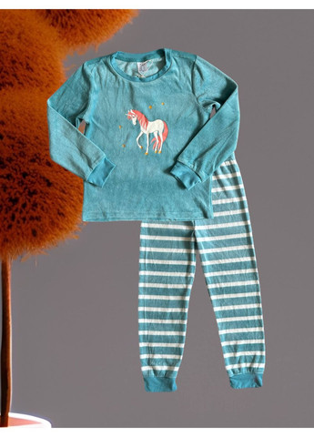 Бірюзова піжама велюрова кофта + брюки L&D