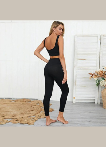 Комплект для фитнеса (спортивный костюм) топ и леггинсы 11816 L черный Fashion (336547424)