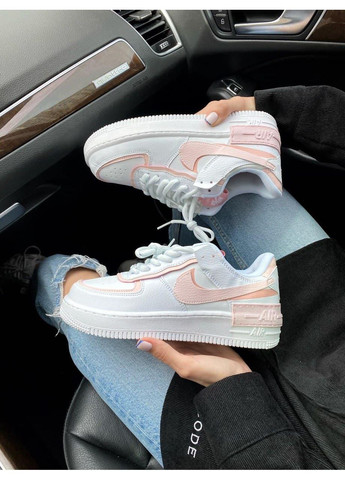 КРОССОВКИ ЖЕНСКИЕ NIKE AIR FORCE 1 SHADOW WHITE PINK НАЙК АИР ФОРС 1 ПРЕМИУМ No Brand розовые демисезоны (368887842)