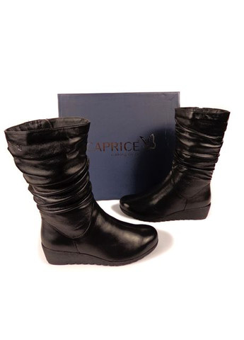 Зимние, германия, женские кожаные зимние сапоги на танкетке чулки Caprice