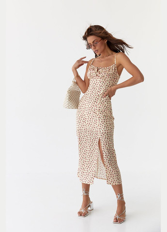 Летний женский сарафан-миди с кулиской на груди Liton в цветочек