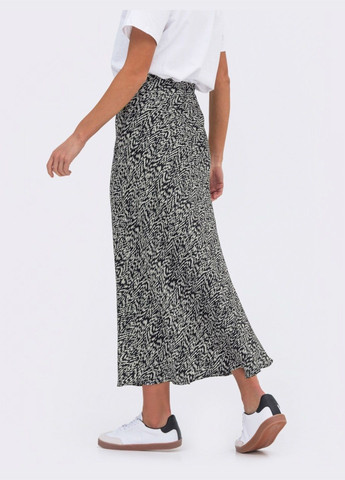 сатинова спідниця із бежевим принтом чорна Dressa (297949189)