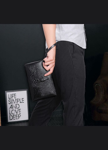 Большой мужской клатч барсетка для документов черный, мужская сумка кошелек для телефона рептилияTT Kenguru (308049999)