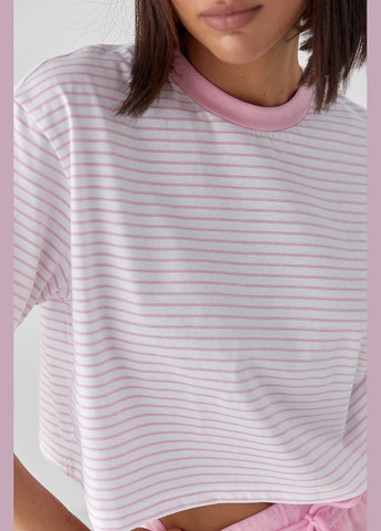 Футболка у смужку вільного крою Lurex - (334451599)