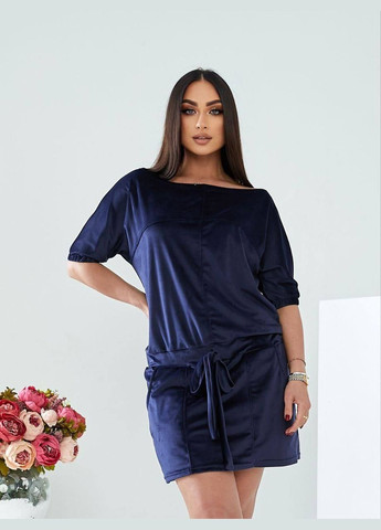 Темно-синее спортивное, повседневный, кэжуал, вечернее женское платье на одно плечо No Brand