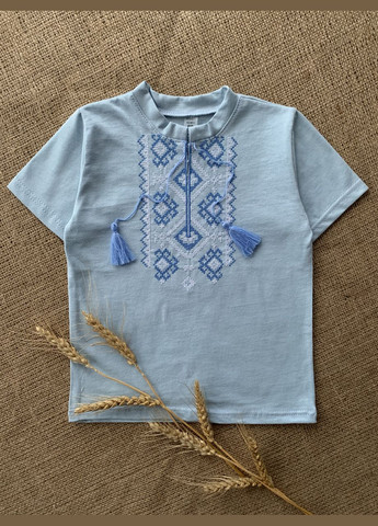 Футболка вишиванка дитяча для хлопчика блакитна No Brand (341327713)