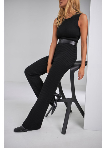 Штани жіночі вязані прямі рубчик бавовна 42/46 чорні No Brand (366547574)