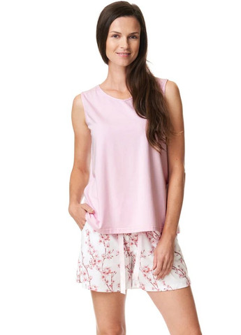Розовая всесезон хлопковая пижама майка + шорты Key LNS 959 A23 rose