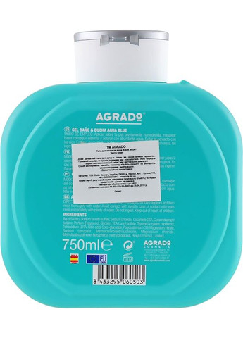 Гель для душу "Чиста вода" Aqua Blue Shower Gel 750ml (662075-30898) Agrado (368637991)