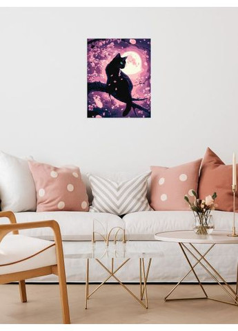 Картина по номерам – Волшебный кот среди сакуры с красками металлик ©art_selena_ua 40х50 см IDEYKA (362102876)