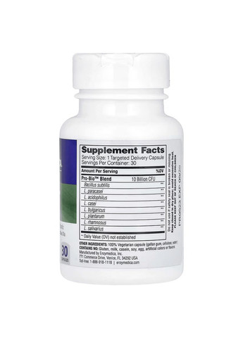Пробиотики, 10 млрд КОЕ, Pro-Bio, 30 капсул Enzymedica (325401148)