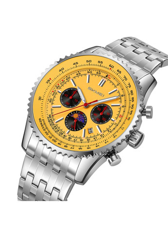 Годинник 9348GD Gold для чоловіків з кварцовим механізмом водонепроникні стильні сріблясті ProDobro (367266071)