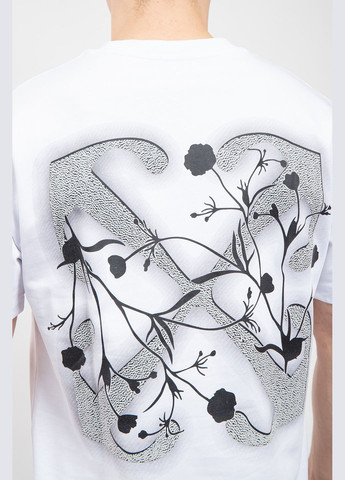 Белая белая хлопковая футболка с принтом на спине Off-White