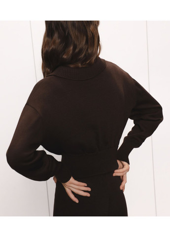 Темно-коричневий демісезонний джемпер з блискавкою 2093 Papaya