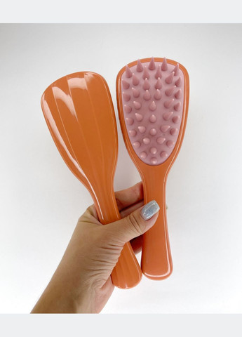 Щітка-масажер Для шкіри голови Помаранчевий рожевий 22 см х 7.5 см Finding (316251230)
