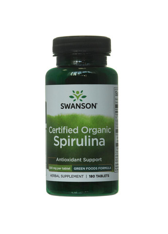 Спирулина натуральная, Organic Spirulina,, 500 мг, 180 таблеток Swanson (366733812)