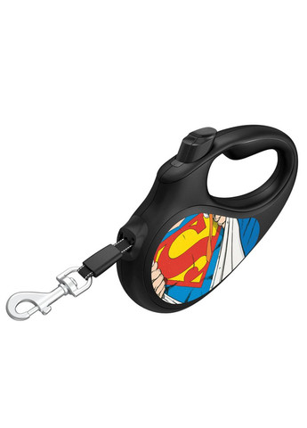 Повідець-рулетка для собак R-leash "Супермен Герой" M до 25 кг 5 м світловідбивна стрічка Чорний WAUDOG (322125282)