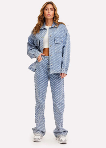 Сині високі прямі джинси з принтом LVS Loavies - (302672152)