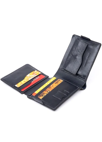 Функціональне тонке портмоне Синє 11,8х8,9х2,3 см Grande Pelle (391296272)