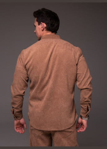 Коричневая классическая, повседневный, кэжуал рубашка однотонная Vakko