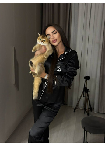 Черная пижама viktoria's secret,шелктурция,рубашка и брюки Україна