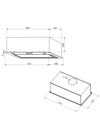 Кухонная вытяжка HBI 5323 I 800 LED MINOLA (397349509)