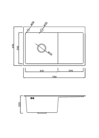 Кухонная мойка из нержавеющей стали DS506782RNG 780*490*230 Right (Nano Grey) Dusel (316720397)