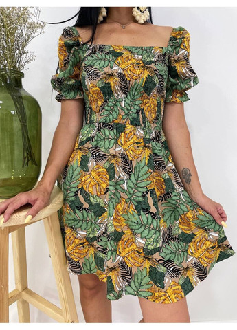 Гірчична кежуал сукня Larionoff з квітковим принтом