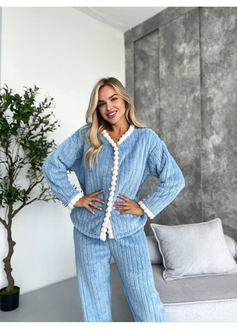Голубая всесезон нежный, мягкий, как облачко домашний костюм -пижамка рубашка + брюки Vakko