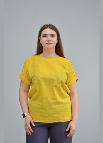 Желтая всесезон женская повсекдневная футболка, жёлтая (, 2xl, 3xl) No Brand
