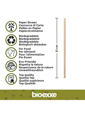 Соломинки, в индивидуальной упаковке, биоразлагаемые, для коктейлей, шоколада, горячих и холодных напитков 400 No Brand (301088028)