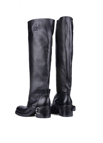 Черные осенние женские ботфорты e4048 черная кожа Strategia